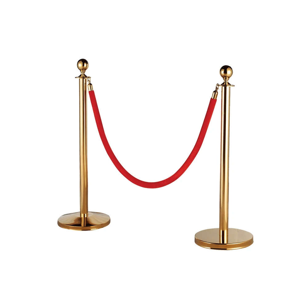 Velvet Rope Stanchion Gold Color Plated Post Rope Pole Barrier Crowd