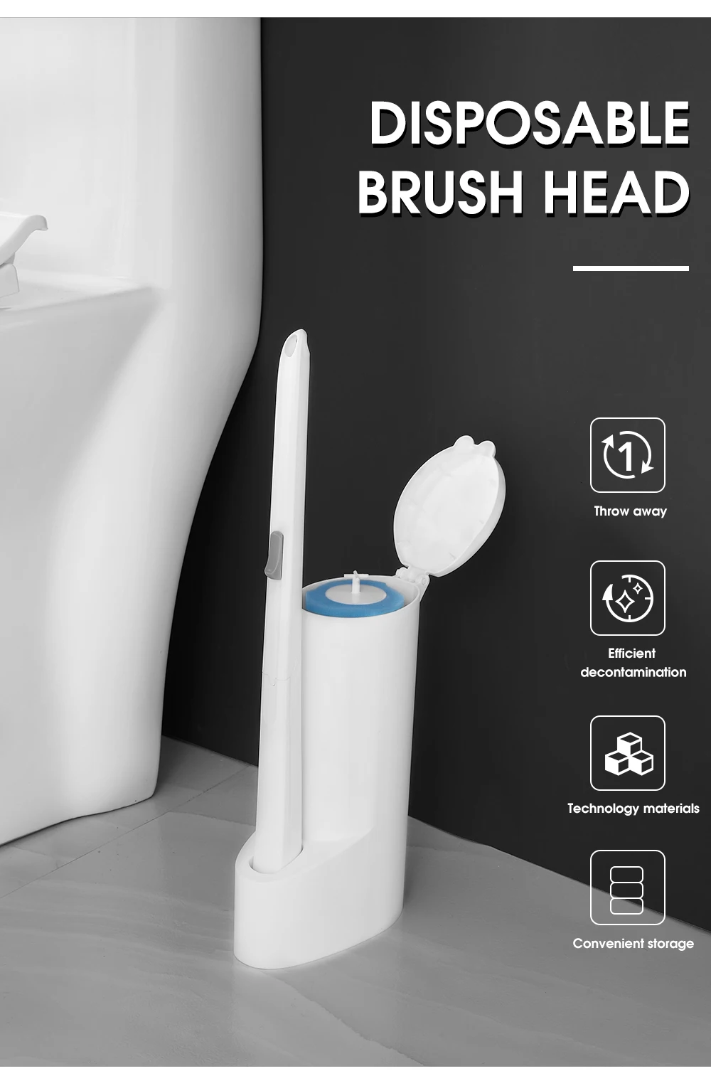 Masthome Bathroom Plastic Replacement Disposable Toilet Cleaning Brush
