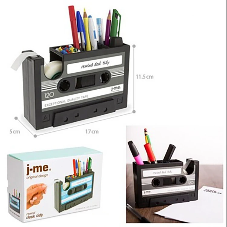 Cassette Tape Desktop Box Creative Retro Pencil Case Holder For Office Organizer 