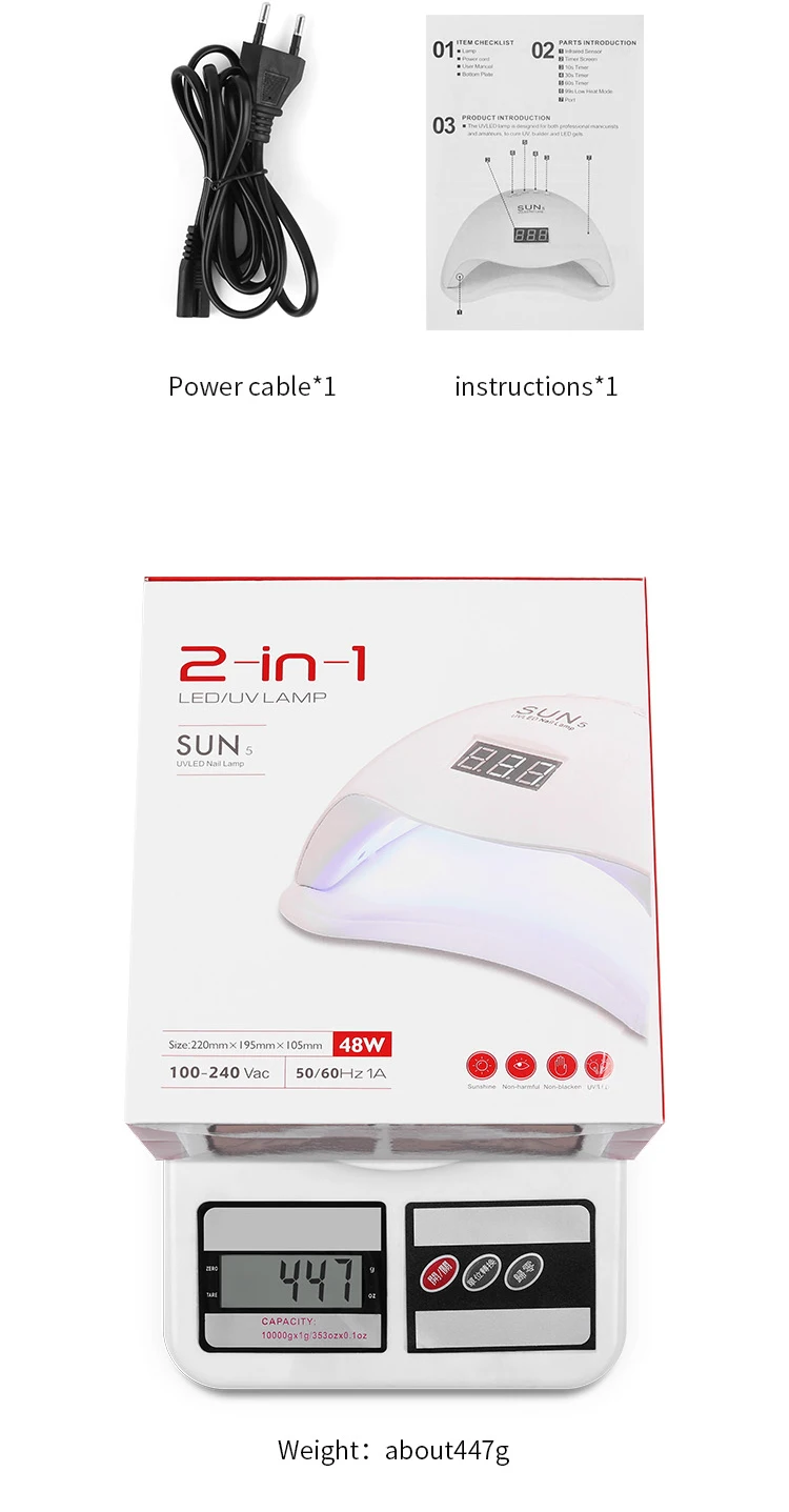 2020 Wholesale Sun Gel lampara Nail Lamp UV Light For nails 48W LED New style Automatic Sensor Uv Led Nail Lamp polish colour