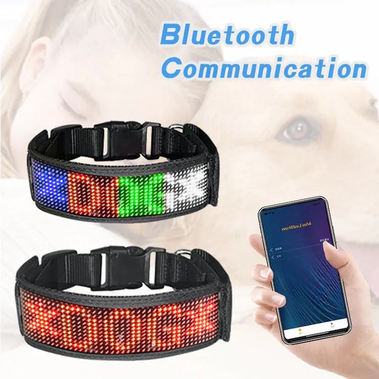 Smart App Control Led Dog Collar,Diy Message Customize Led Pet Collar