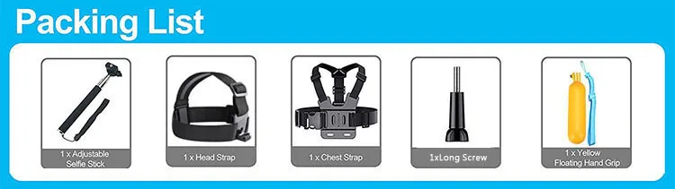 Accessories Kit For Gopro Hero 8 Black Mini Storage Sets Selfie Stick Chest Strap Head Strap