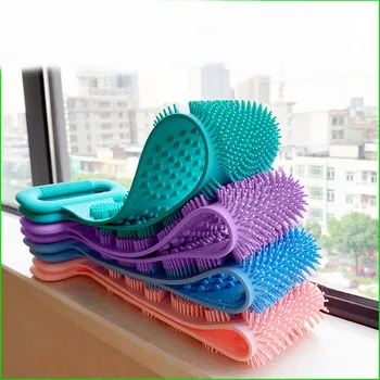 Silicone Bath Body Brush Exfoliating Long Silicone Body Scrubber,Easy To Clean Lathers Well,Eco Friendly,Long Lasting - Buy Silicone Baby Bath Body Shower Brush,Silicone Body Scrubber,Silicone Bath Body Brush Product on Alibaba.com