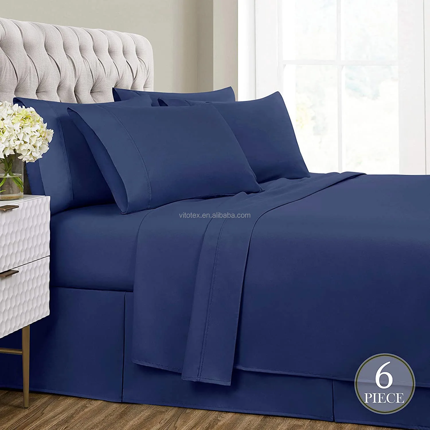 Hypoallergenic 6 Piece Premium Bed Sheets Set Wrinkle & Fade Resistant 