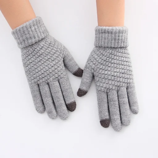 Unisex Touch Screen Gloves Stretch Knitted Wool Mittens Full Finger ...