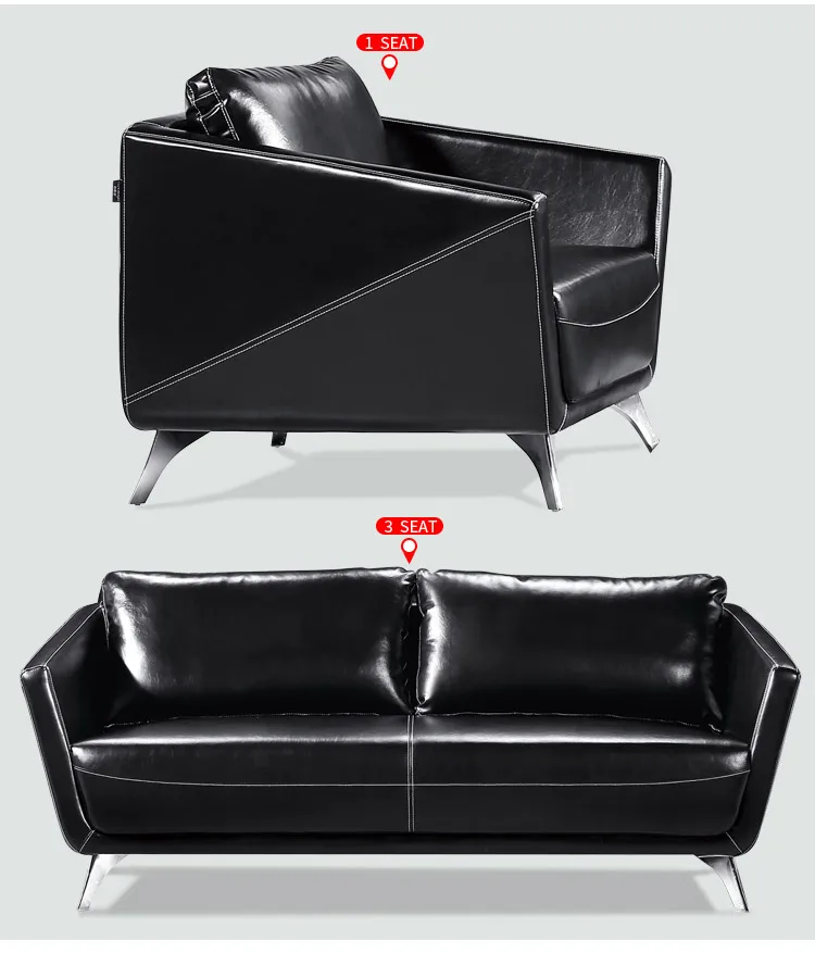 Pengpai Metal Feet Foshan Modern Furniture Pure Leather Sofa Set