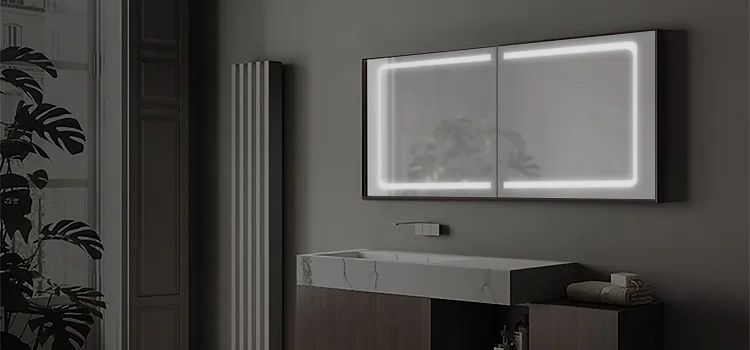 IP44 Aluminum Glass Shaving Modern Bathroom Led Mirror Cabinet