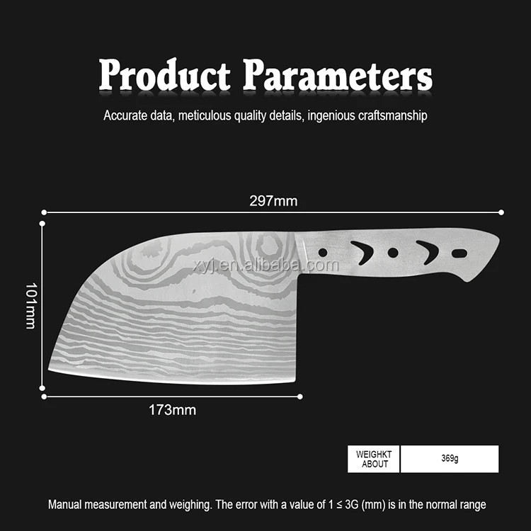 Xingye Factory Big 4mm Thick Damascus Pattern Stainless Steel Butcher