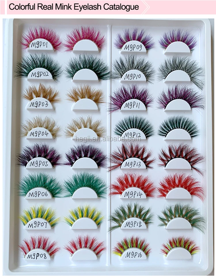 Muting Wholesale Private Label Colorful Eyelashes Box Manufacturer 3D Real Mink Lashes Color