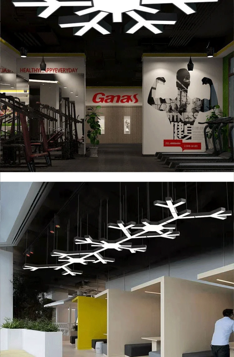 product customizable creative snowflake led modeling lamp special shaped chandelier for billiard room internet cafe shopping mall-8