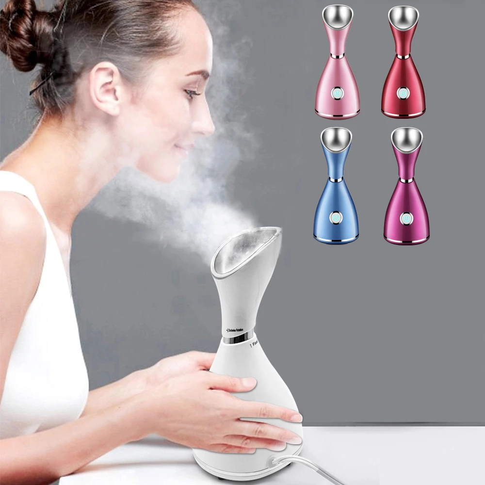 
portable nano facial steamer mist spray vaporizer 65ml inhaler machine mini beauty device for home use salon travel pink rose 