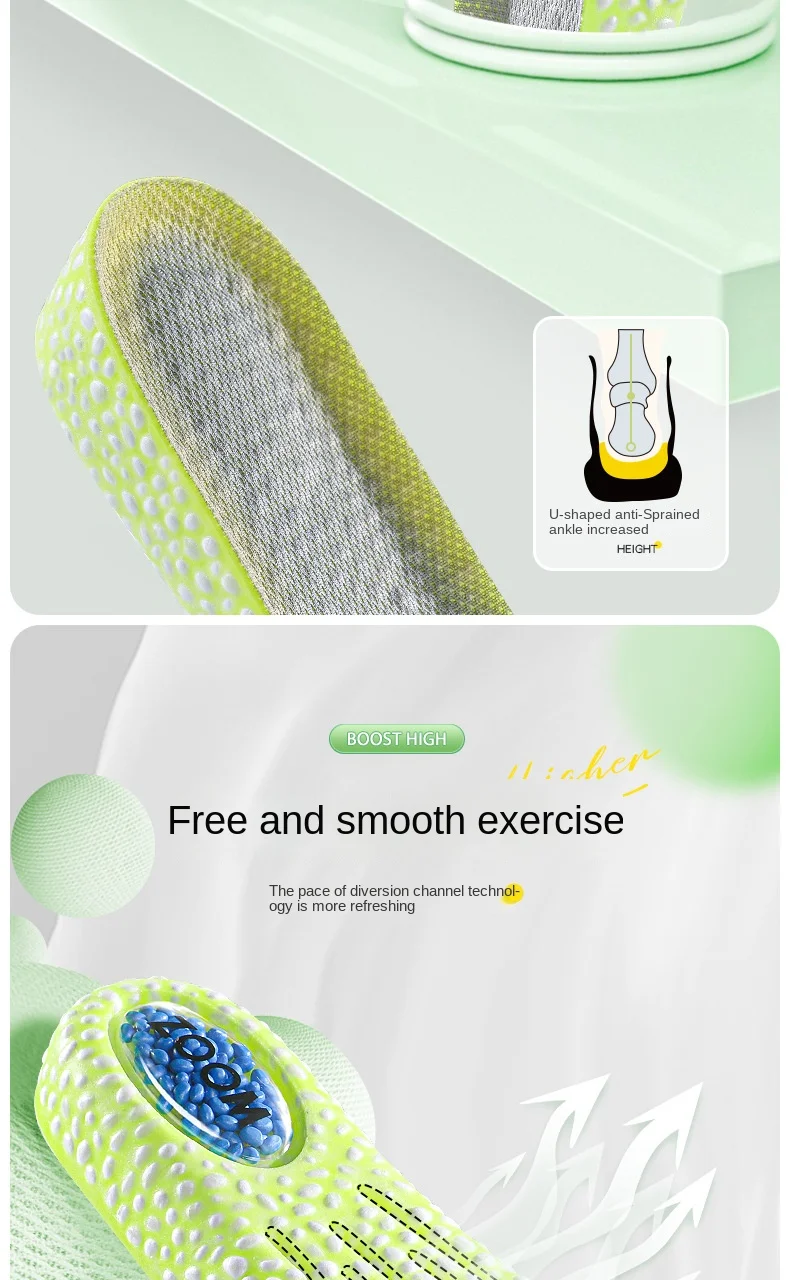 Air Cushion Popcorn Height Increasing Insoles For Sports