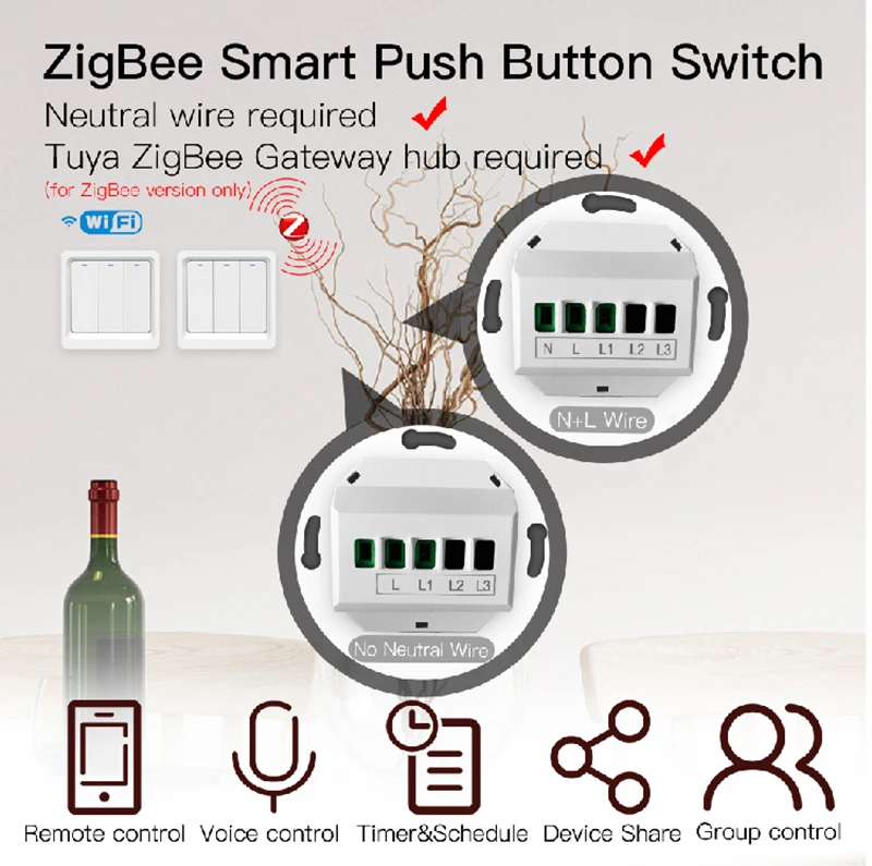 Ready to Ship Alexa Google Home Voice Control EU/UK Type 1 Gang Zigbee Switch - ANKUX.COM