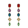 2019 Popular in Europe and the United States sell earrings alloy diamond insert geometric diamond long fringe earrings drop
