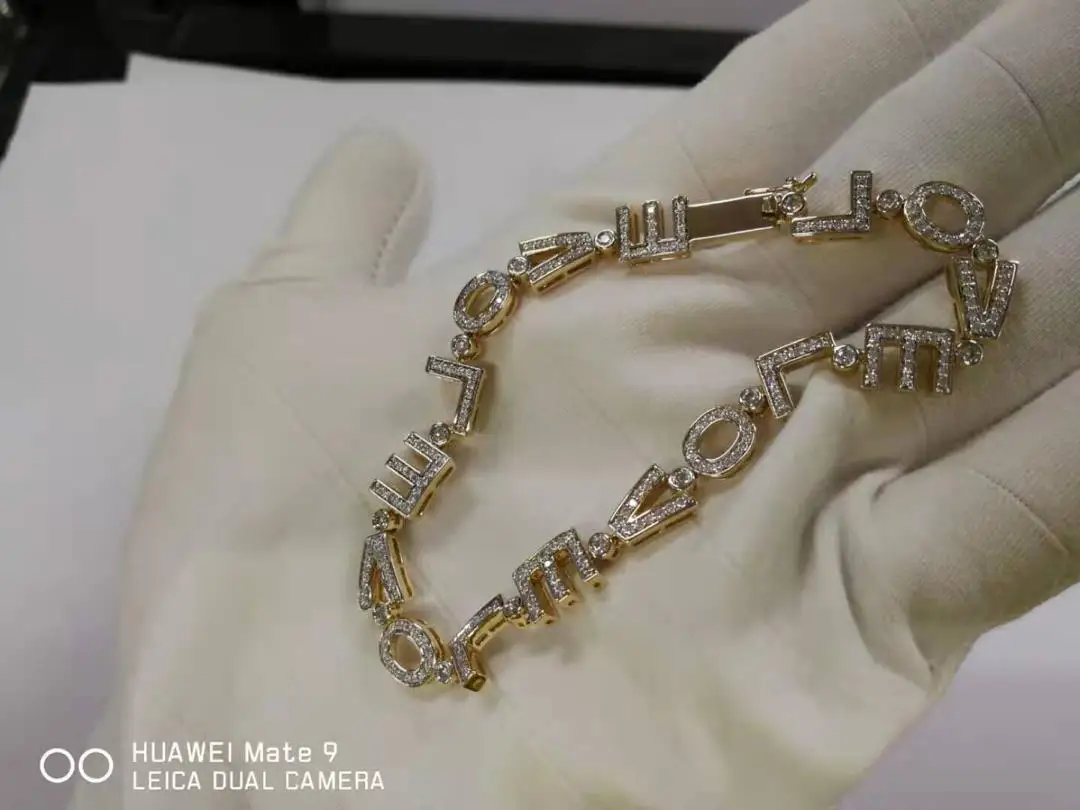 custom 14K solid gold diamond bracelets for women