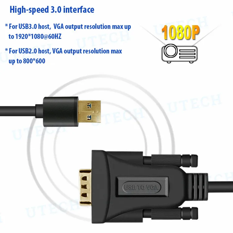 Cable Adaptador Usb 3,0 A Vga,Convertidor De Video De Pantalla Multi