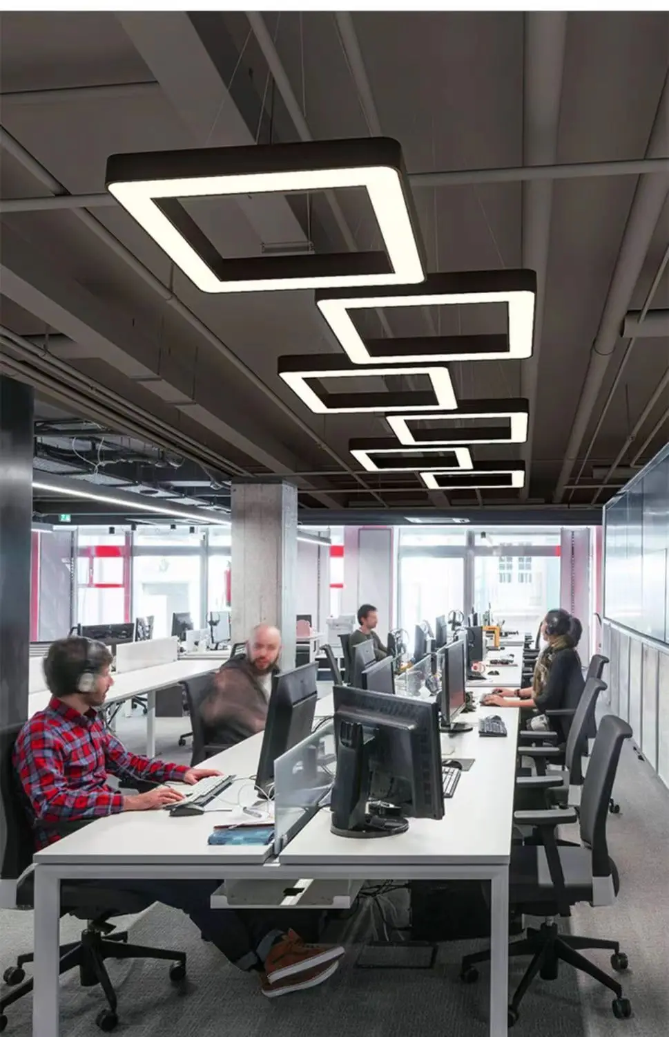 product led office square chandelier for meeting rooms gyms shopping malls ceiling lamp with modeling light-15