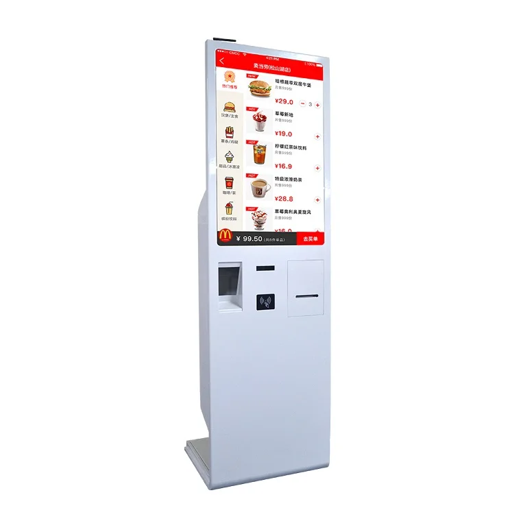 Fast Food Restaurant 32 Inch Self Ordering Kiosk Touch Screen