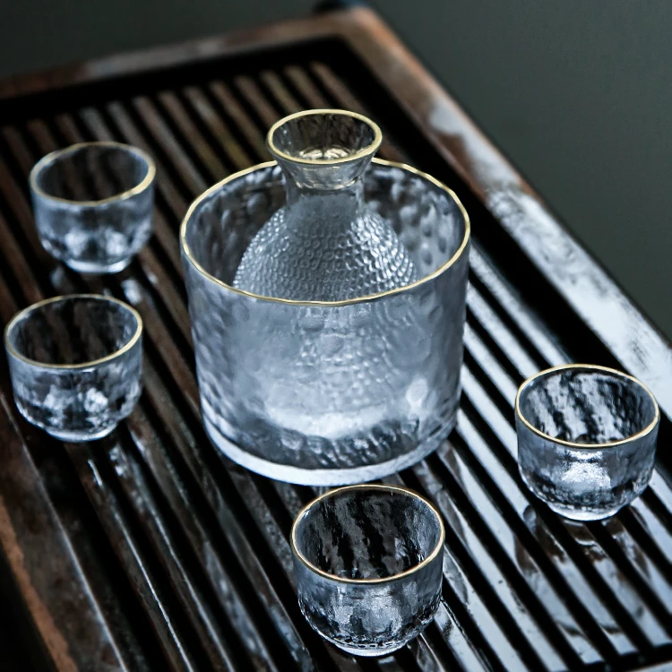 Japanese Style Gold Rim Sake Glass Japan Frosted Sake Cup Custom Sake