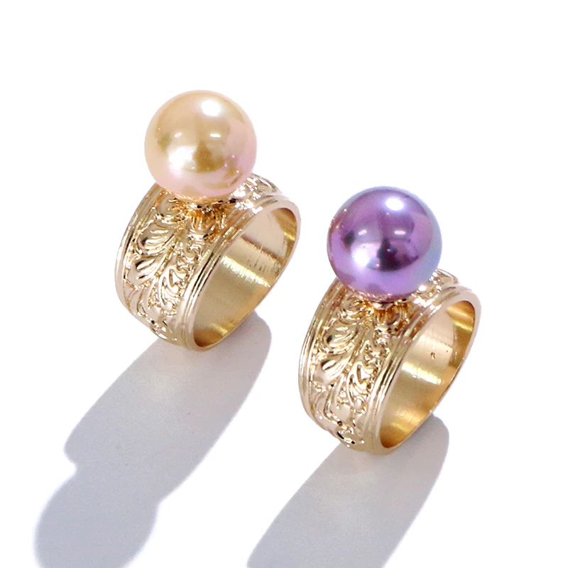 

Komi Hawaiian 2 Colors Pearl Gold Plated Rings Polynesian Style Samoa Enamel Rings Jewelry Wholesale Size