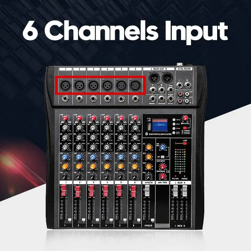 Lane CT-60L top quality 6ch audio without power amplifier dj mixer with usb