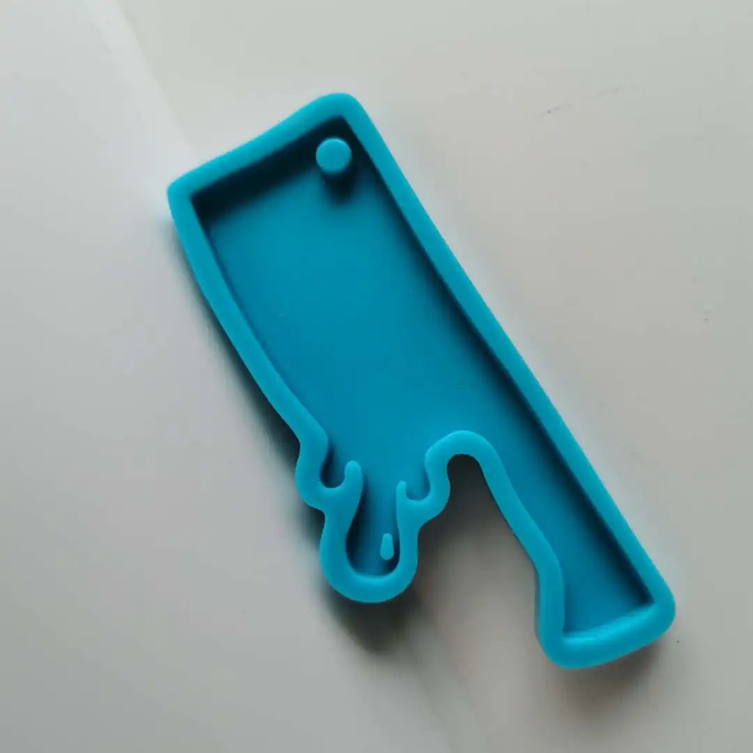 Halloween Bloody Meat Cleaver Knife Silicone Shiny Mold For Keychain