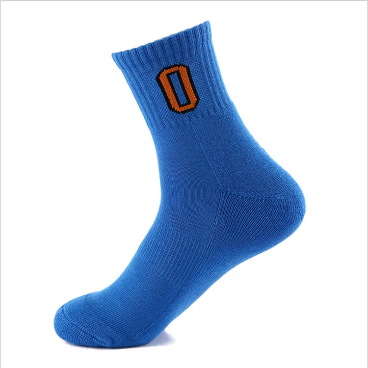 Wholesale Colorful Numbers Good Quality Cotton Mens Basketball Socks