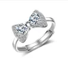 Fashion bow ring femininity diamond studded open ring