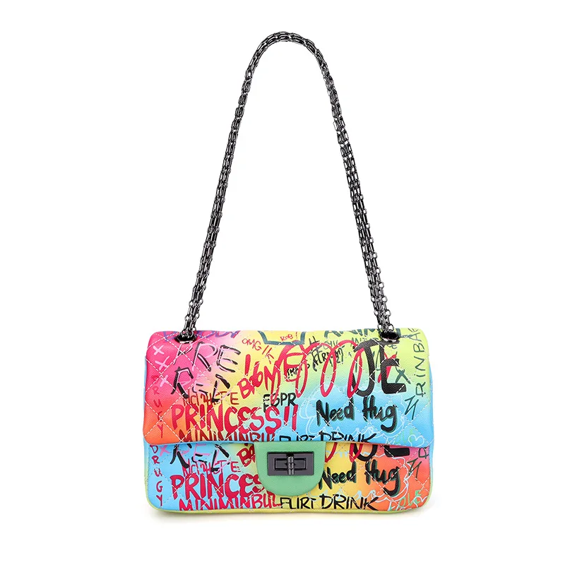 2020 Amazon Trendy Custom Designer Handbags Trending Genuine leather Graffiti bags women handbags