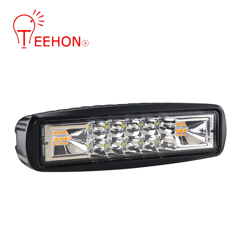 6.3 inch 48W dual-color strobe led light bar 4000k white/amber/red/blue flashing multi-functional LED work light bar for Truck