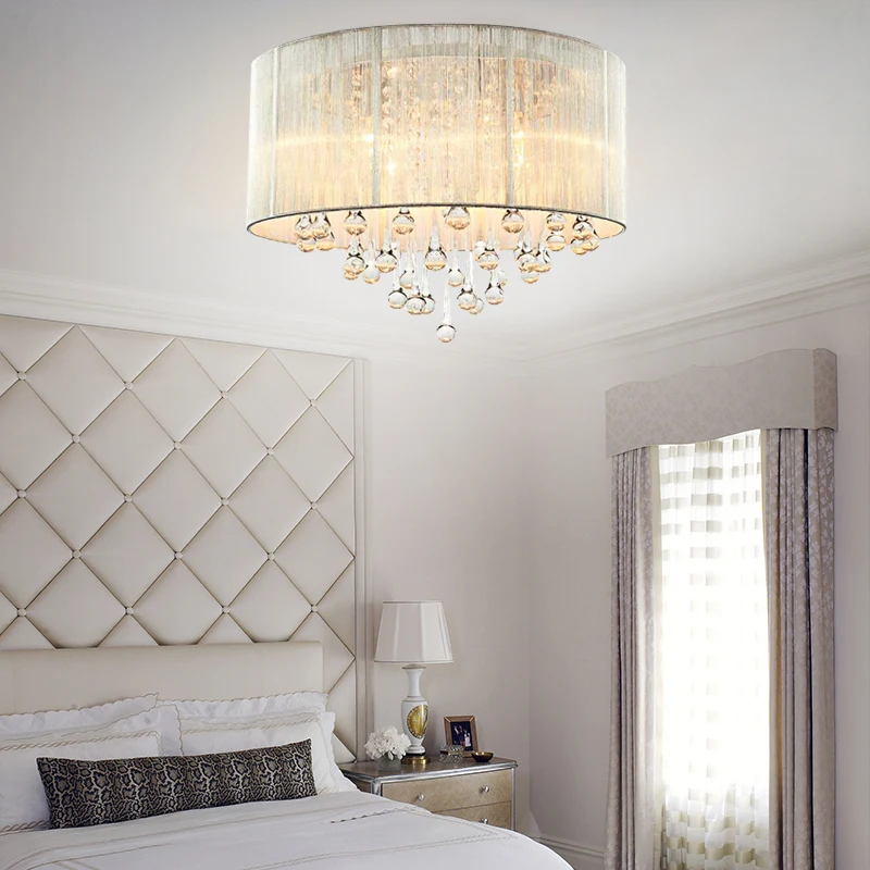 Wholesale Wrought Iron Led K9 Crystal Pendant Round Ceiling Chandelier Light