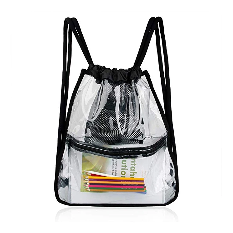 Heavyduty Large Clear Pvc Drawstring Bag Waterproof Pvc Backpack With
