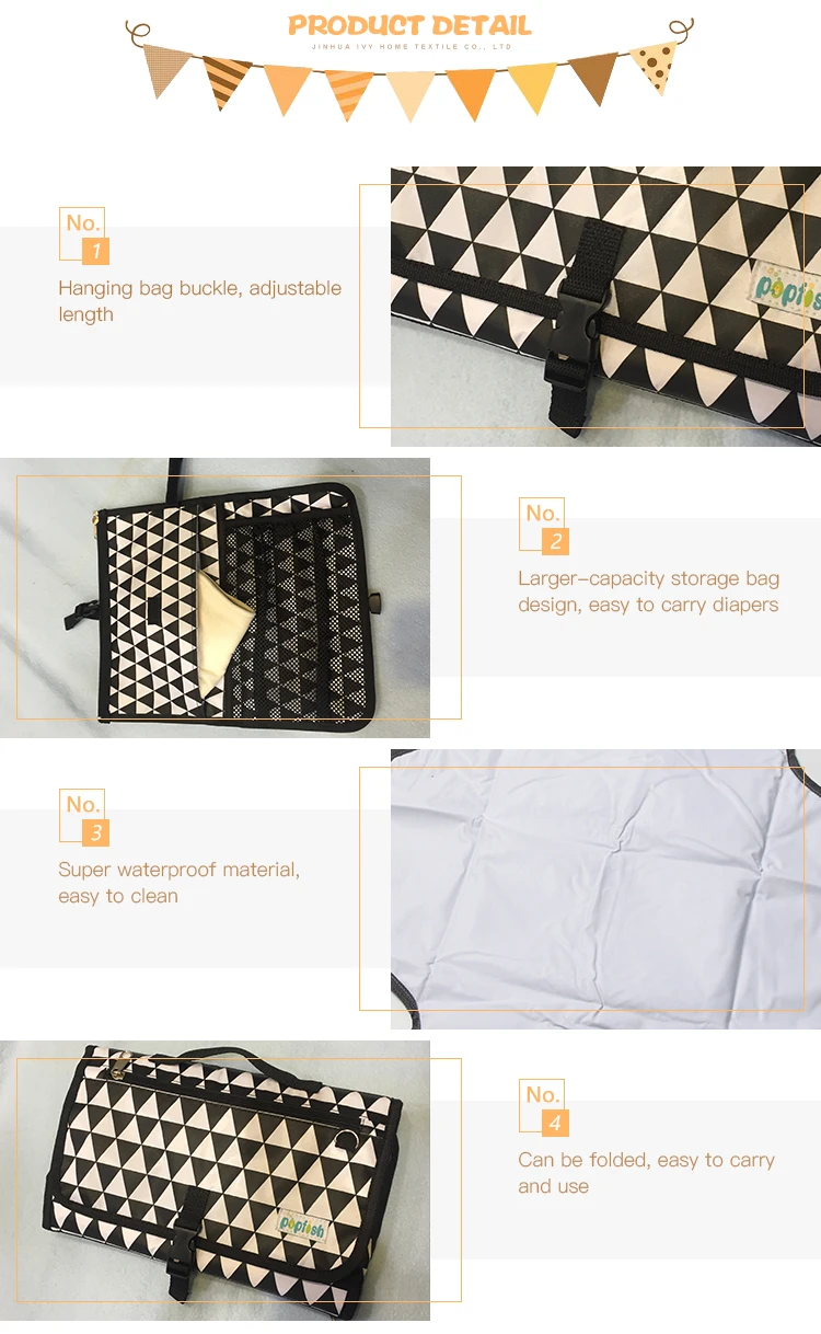 Fashion Design Foldable Portable Baby Changing Pad With Storage