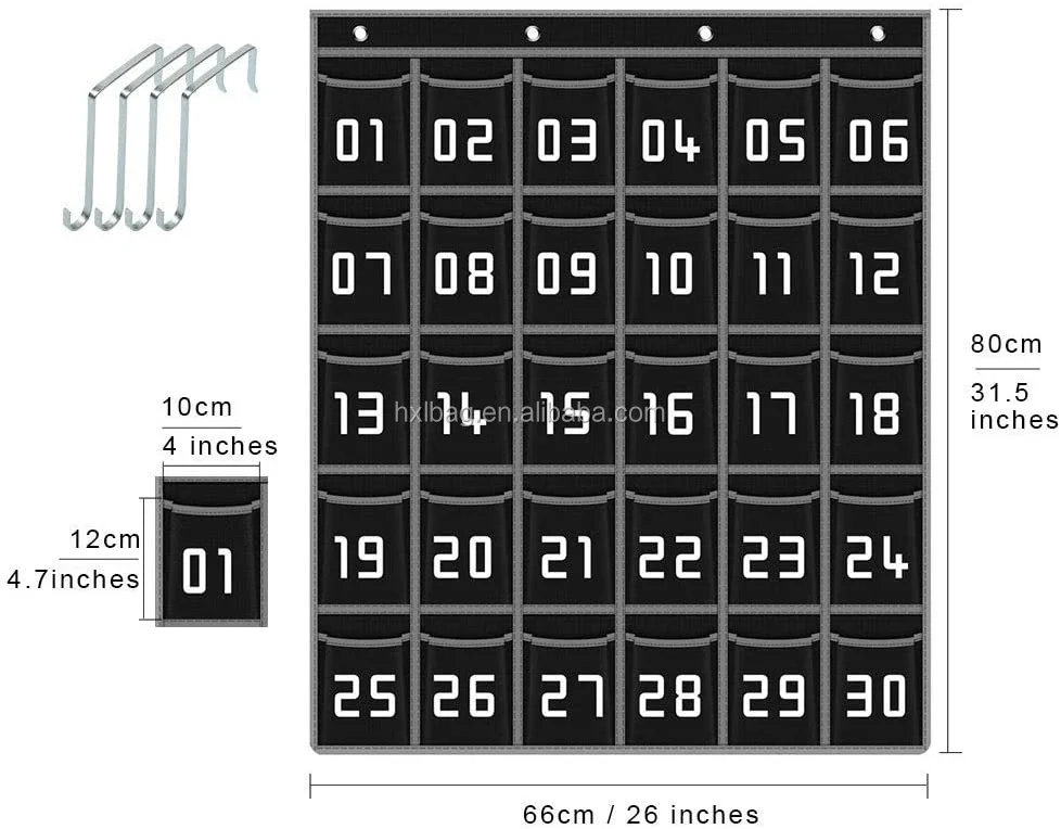 Misslo Numbered Classroom Pocket Chart For Cell Phones And Calculator Holder Han 