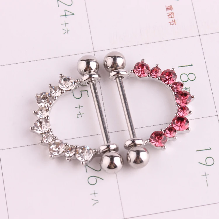 Crystal Stone Stainless Steel Body Piercing Jewelry Nipple Ring Buy