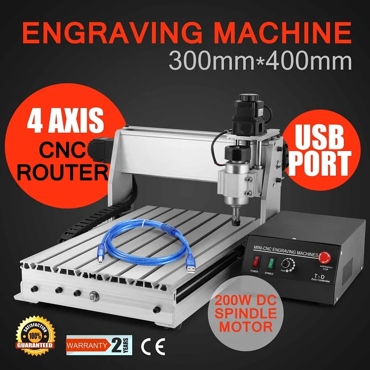 Vevor Mini CNC Router 3040 - 4 Axis CNC Milling Machine for Woodworking ...