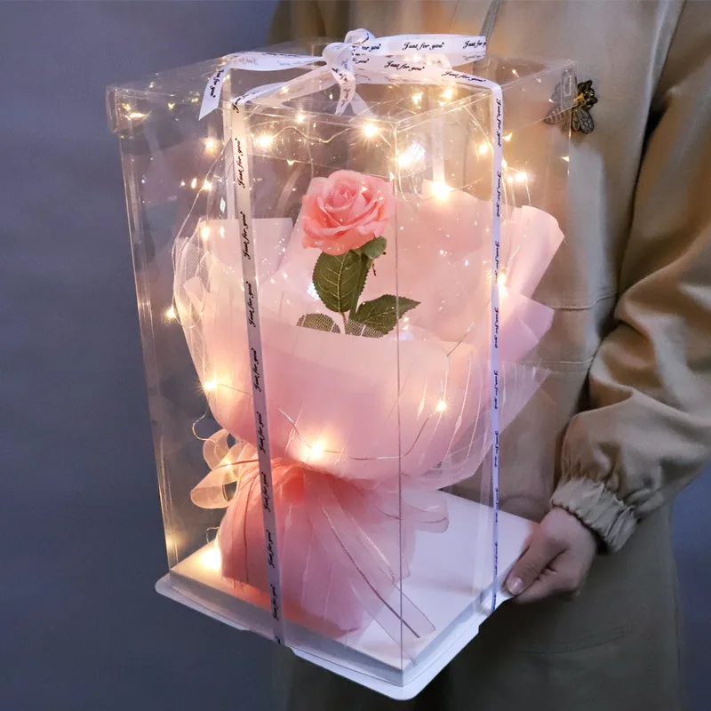 Diy Valentines Day Balloons Transparent Led Bobo Ballon Rose Feather