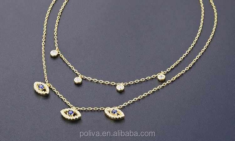 POLIVA 18K Gold Plated Evil Eye Boho Silver 925 Choker Necklace Sterling Silver Jewelry