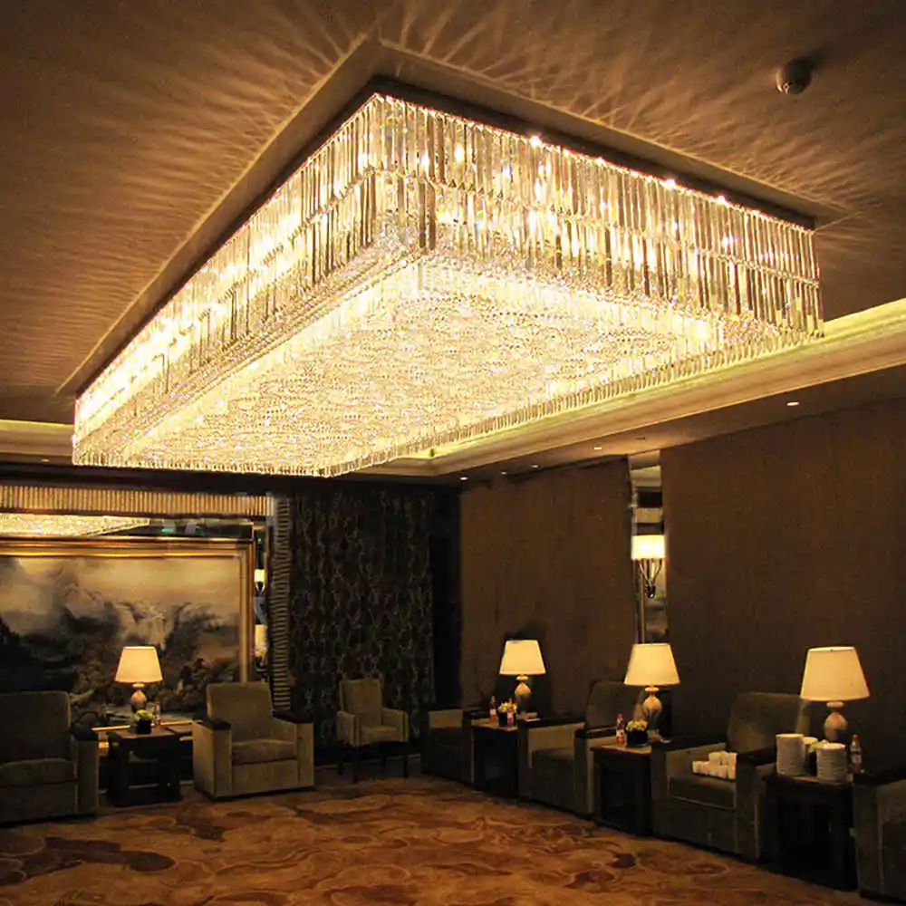 rectangular traditional indoor lighting large crystal chandelier