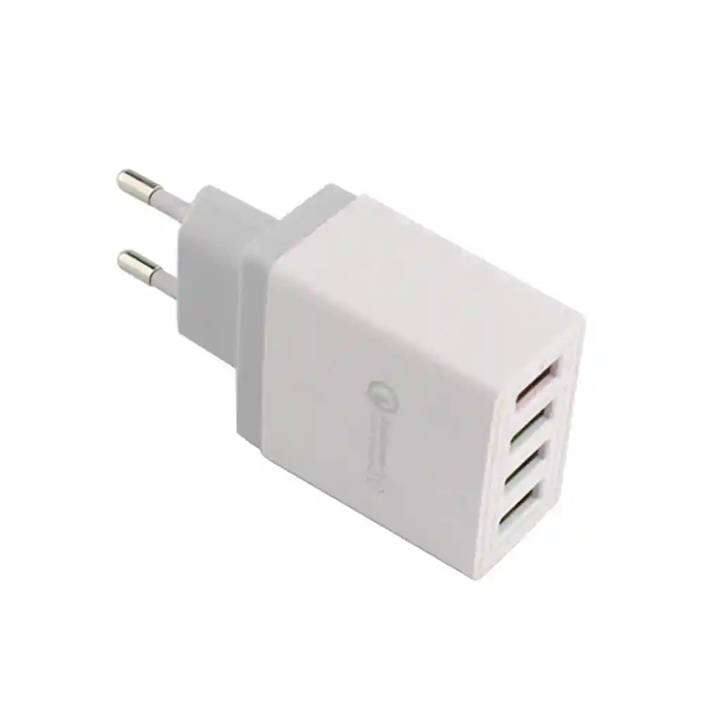 
White USB Wall Adapter with Charging Cable 4 Ports USB Power Charger for Mobile Phone 
