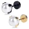 Fashion pearl ball most elegant jewelry big shiny pearl stone stainless steel stick stud earring for mature lady ear ring