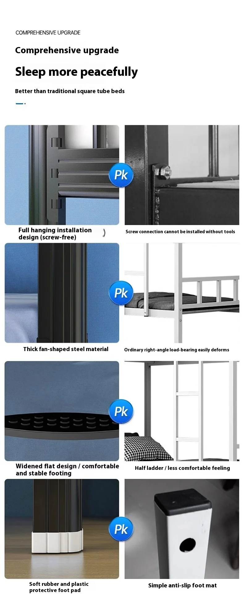 product hot sell metal bunk bed frame double bed for adults worker twin metal frame for boys used bunk beds for sale-4