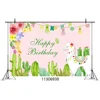 7*5ft Pink Llama Party Backdrop Mexican Theme Llama Birthday Photography Backdrops Floral Cactus Photo Background