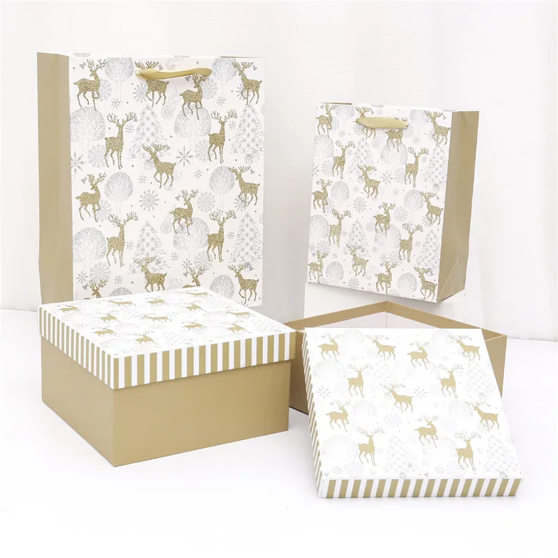 Cards box christmas Wholesale Attractive White Christmas Eve Gift Paper Box Set White Paper Gift Box With Lid - Buy