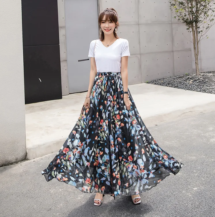 chiffon skirt long pattern