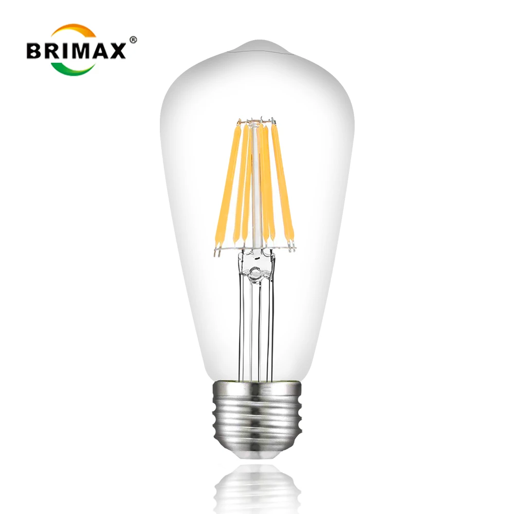 Dimmable clear glass ST64 led bulbs 6w led lighting lamp