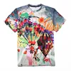 3D Hot Air Balloon Printed Art Coloured Drawing Tops Tees Hip Hop Streetwear Round Pull Neck T-shirts