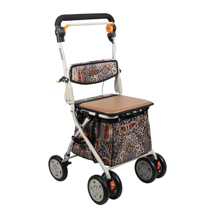 Handicap Forearm Trolly Bag Shopping Aluminum Adjustable Rollator Basket Shopping Trolley Carts