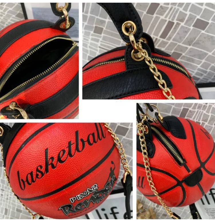Women Basketball Handbag Fashion Unisex Pu Leather Purse Ladies