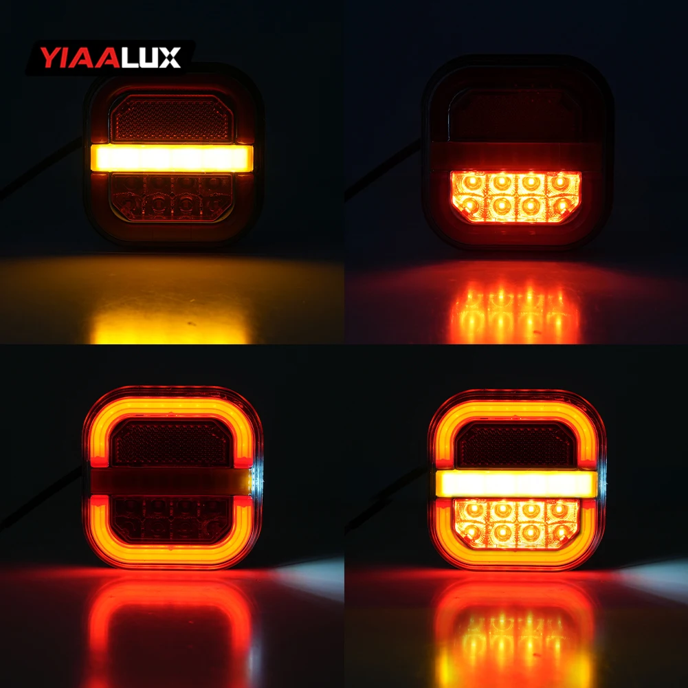 Square Rechargeable Truck Trailer Tail Lights Kit With Plug US 12V 24V Magnetic Mounting Rear Stop Signal Lamp for Truck Van factory